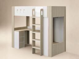 Flair Willow High Sleeper with Desk & Storage White & Oak - thumbnail 3