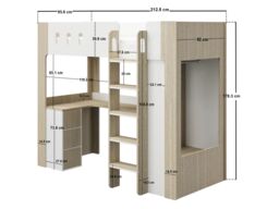 Flair Willow High Sleeper with Desk & Storage White & Oak - thumbnail 4
