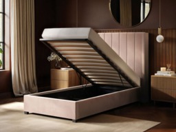 Flair Tiggy Single Ottoman Bed Velvet Pink - thumbnail 2