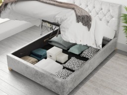 Aspire Olivier Ottoman Bed Mirazzi Velvet Silver - Small Double - thumbnail 4
