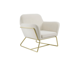 "LPD Charles Armchair Cream Velvet With Lara Pouffe Cream Velvet " - thumbnail 3