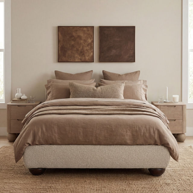 LPD Soller Platform Bed Cream Double - image 1