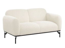 LPD Larsa 2 Seater Sofa with Curved Arms Cream Sherpa Fabric - thumbnail 3