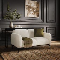 LPD Larsa 2 Seater Sofa with Curved Arms Cream Sherpa Fabric
