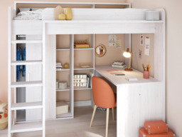 Parisot Higher High Sleeper Loft Bed with Desk & Wardrobe White - thumbnail 2