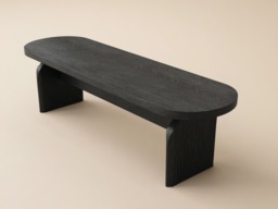 SOLACE+CO Varm Ribbed Oval Dining Table & 2 Bench Set Black - thumbnail 7