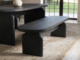SOLACE+CO Varm Ribbed Oval Dining Table & 2 Bench Set Black - thumbnail 4