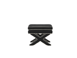 LPD Rhode Stool with White Piping Onyx Black Velvet - thumbnail 2