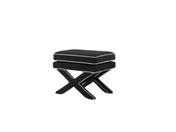 LPD Rhode Stool with White Piping Onyx Black Velvet - thumbnail 1