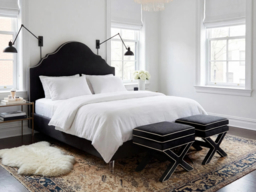 LPD Rhode Stool with White Piping Onyx Black Velvet - thumbnail 3