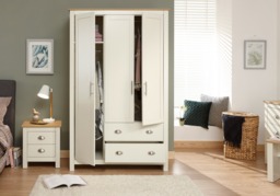 GFW Lancaster 3 Door 2 Drawer Wardrobe-Grey - thumbnail 5