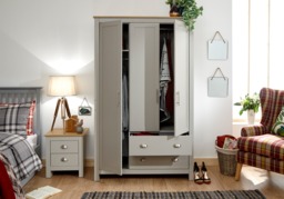 GFW Lancaster 3 Door 2 Drawer Wardrobe-Grey - thumbnail 4