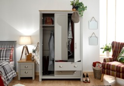 GFW Lancaster 3 Door 2 Drawer Wardrobe-Grey - thumbnail 2