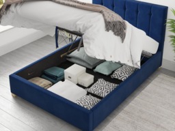 Aspire Hepburn Ottoman Bed Plush Velvet Navy - Double - thumbnail 4