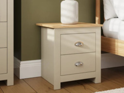 GFW Lancaster 2 Drawer Bedside Table - Cream - thumbnail 3