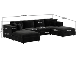 SOLACE+CO Asher Large U Shape Sofa Bundle Black Velvet - thumbnail 5