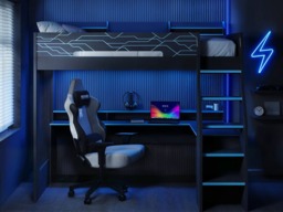 Recoil Ultimate Neon Single Gaming High Sleeper Charcoal & Blue - thumbnail 2