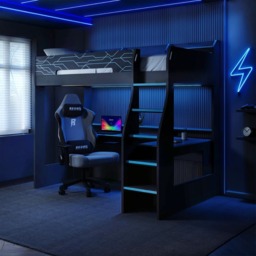 Recoil Ultimate Neon Single Gaming High Sleeper Charcoal & Blue