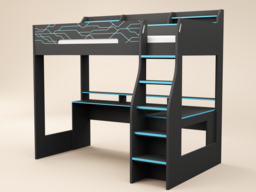 Recoil Ultimate Neon Single Gaming High Sleeper Charcoal & Blue - thumbnail 3
