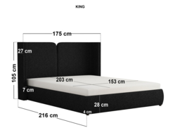 Solace+Co  Lumen Double Ottoman Bed with LED Winged Headboard Black Kingsize - thumbnail 7