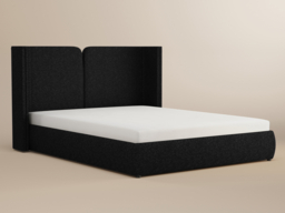 Solace+Co  Lumen Double Ottoman Bed with LED Winged Headboard Black Kingsize - thumbnail 5