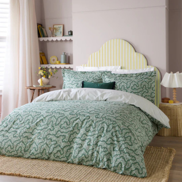 Wylder Brianna Floral Cotton Reversible Duvet Cover Set-Super King - Tarragon Green - image 1