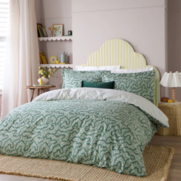 Wylder Brianna Floral Cotton Reversible Duvet Cover Set-Super King - Tarragon Green - thumbnail 1