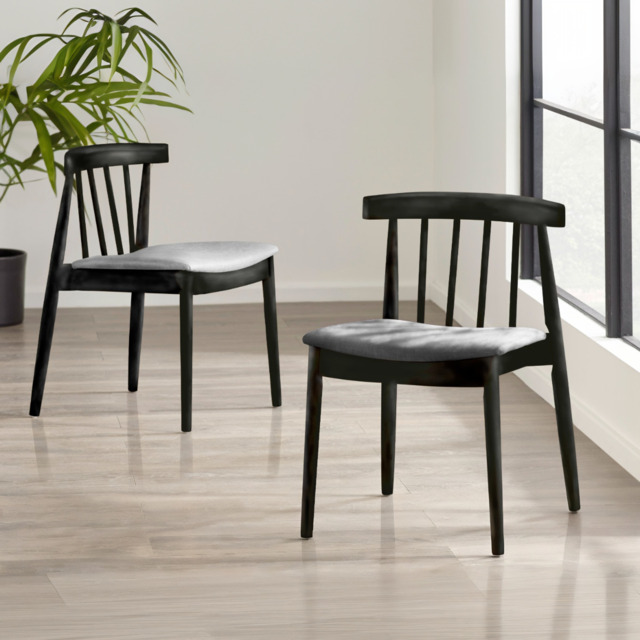 Flair Goran Dining Chair Black Frame - Grey (Pair)