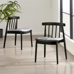 Flair Goran Dining Chair Black Frame - Grey (Pair) - thumbnail 1