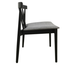 Flair Goran Dining Chair Black Frame - Grey (Pair) - thumbnail 3