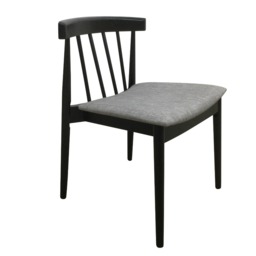 Flair Goran Dining Chair Black Frame - Grey (Pair) - thumbnail 2