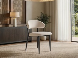 " SOLACE+CO Cyra Set of 2 Dining Chairs with Curved Back Beige Chenille" - thumbnail 2