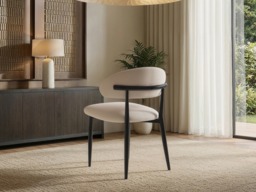 " SOLACE+CO Cyra Set of 2 Dining Chairs with Curved Back Beige Chenille" - thumbnail 3