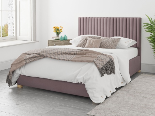 Aspire Grant Ottoman Bed Plush Velvet Blush - SuperKing - image 1