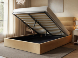 SOLACE+CO Atlas Ottoman Bed Sand Velvet Double - thumbnail 2