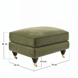 SOLACE+CO Addison Loveseat & Footstool Bundle Khaki Green Velvet - thumbnail 6