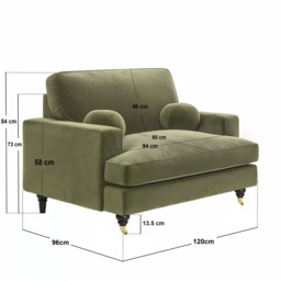 SOLACE+CO Addison Loveseat & Footstool Bundle Khaki Green Velvet - thumbnail 7