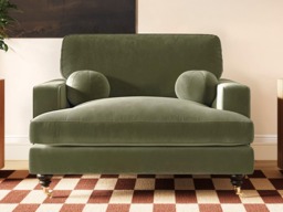 SOLACE+CO Addison Loveseat & Footstool Bundle Khaki Green Velvet - thumbnail 4