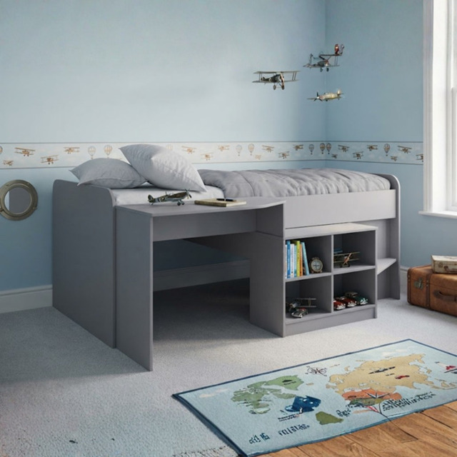 Kidsaw Pilot Single Cabin Bed with Desk & Bookcase - Grey - image 1