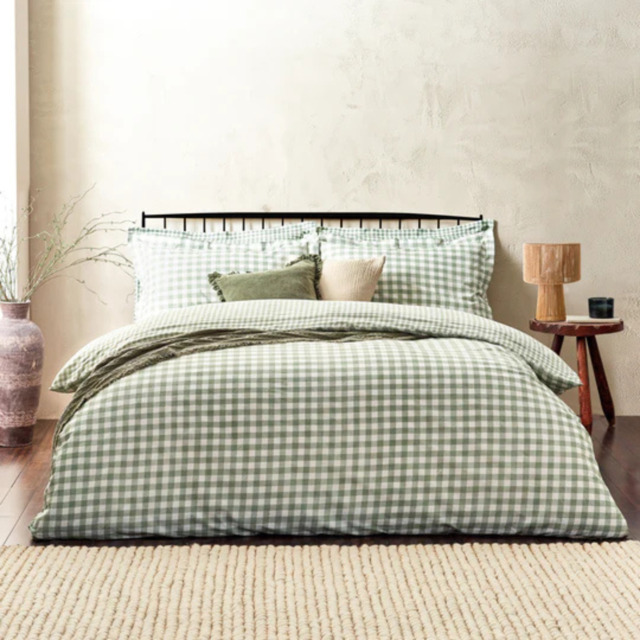 Yard Barton Gingham Check Duvet Cover Set-Forest-Kingsize - image 1