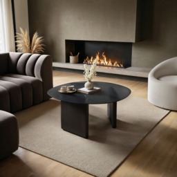 SOLACE+CO Emil Black Glass Round Coffee Table