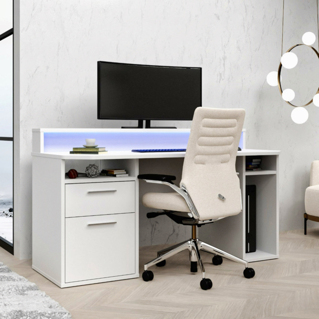 Flair Power Z Gaming Desk with RGB LED White - image 1