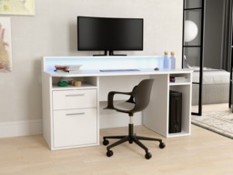 Flair Power Z Gaming Desk with RGB LED White - thumbnail 2