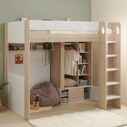 Flair Hampton High Sleeper with Wardrobe White & Oak