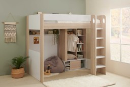 Flair Hampton High Sleeper with Wardrobe White & Oak