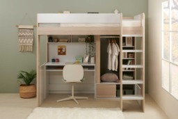 Flair Hampton High Sleeper with Wardrobe White & Oak - thumbnail 5