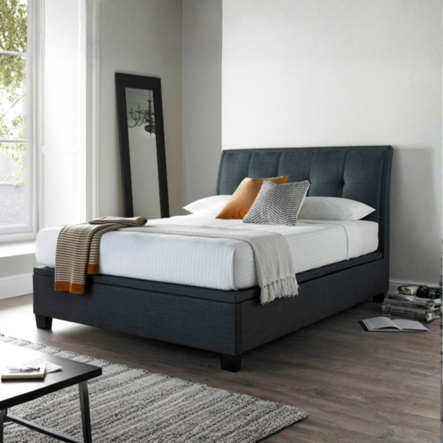 Kaydian Accent Upholstered Double Ottoman Bed with Storage Slate - image 1