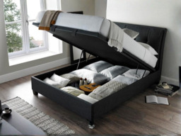 Kaydian Accent Upholstered Double Ottoman Bed with Storage Slate - thumbnail 2