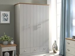GFW Kendal 3 Door 3 Drawer Wardrobe-Grey - thumbnail 2