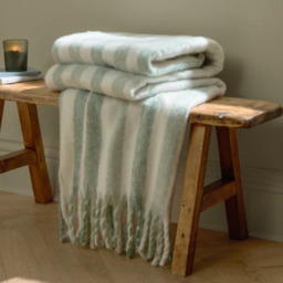Wylder Beechwood Woven Stripe Throw -Moorland Green